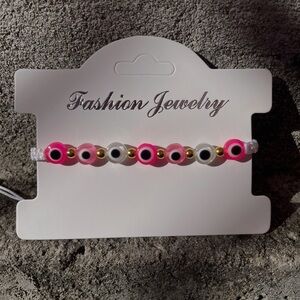 Pink and White Beaded Bracelet